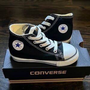Brand new! Never worn! Baby high top converse sneakers! Size 8!